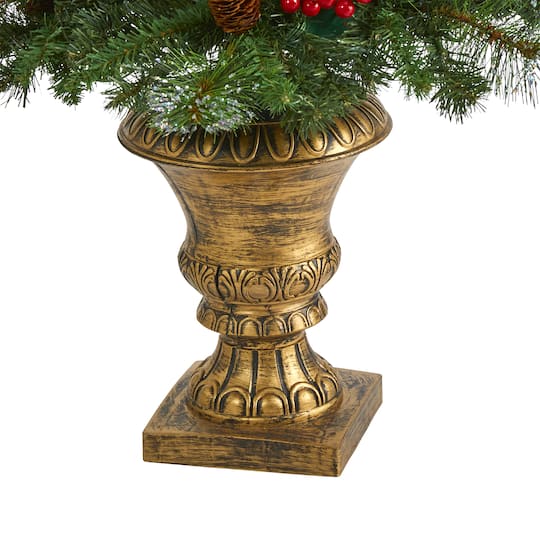 4ft. Pre-Lit Pine, Pinecone & Berries Artificial Christmas Tree, Clear LED Lights
